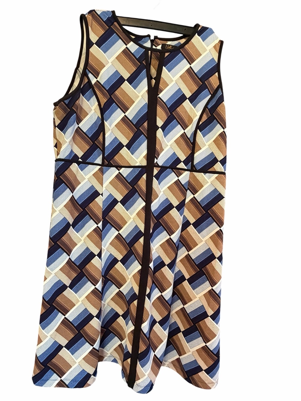 Woman’s I LE New York Plus Size Knee Length Tank Dress Size 16 blue brown